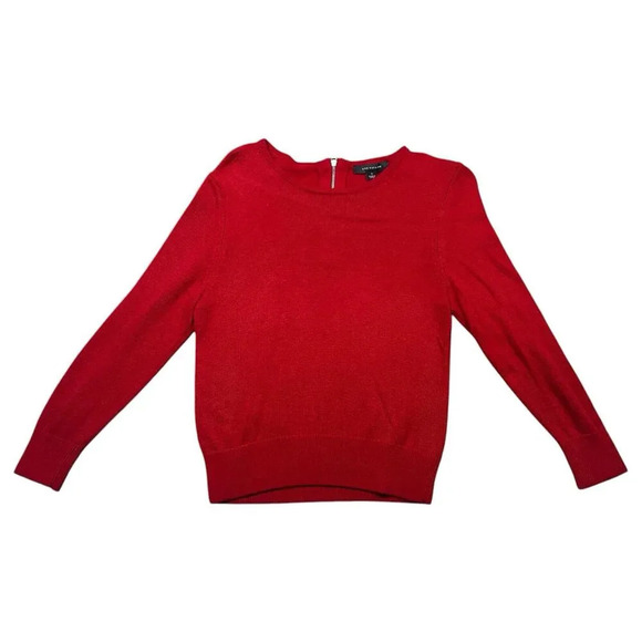 Ann Taylor Wool Blend Red Zip Up Back Long Sleeve Sweater Size Small - Picture 1 of 7
